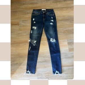 KanCan Dark Blue Distressed Skinny Jeans